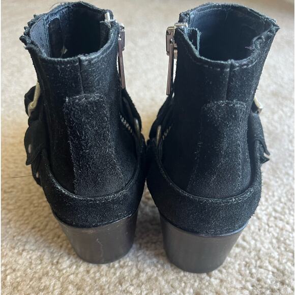 AllSaints | Suede Quentin Harness Black Ankle Boots - Picture 6 of 14